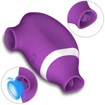 Sugende Slikning Sex Brystvorte Vibrator Klitoris Dobbelt Stimulation Tongue Sucker Silikone massageapparat Cunnilingus Sex Legetøj Til Kvinder