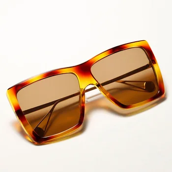 Oversize Sort Square Solbriller Kvinder Mode Krystal Ramme Lys Brun Sol Briller Mænd Vintage Brillerne Nuancer UV400 Oculos