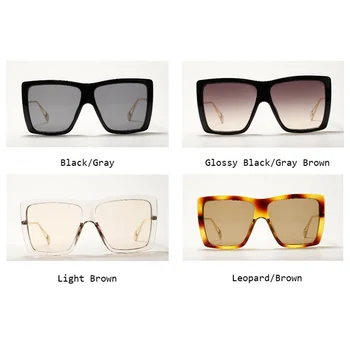 Oversize Sort Square Solbriller Kvinder Mode Krystal Ramme Lys Brun Sol Briller Mænd Vintage Brillerne Nuancer UV400 Oculos