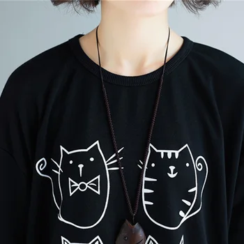 Kvinder Cartoon Cat hættetrøjer koreanske Sweatshirt Trøjer Harajuku Kawaii Sweatshirts Søde piger Løs Efteråret Toppe Tøj 2020
