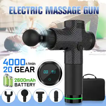 20 Gear LCD-Display Massage Pistol Deep Muscle Massager muskelsmerter Body Massage Udøver Afslapning Forme smertelindring