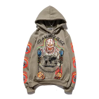 Efteråret bomuld Harajuku graffiti hoodie sweatshirt til mænd hip-hop pullover hoodie casual streetwear mode tøj fashionable