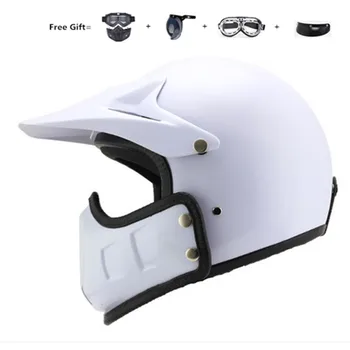 Motorcykel vespa hjelm vintage åbne ansigt 3/4 hjelm indvendig visir motocross jet retro capacete casque moto hjelm PRIK hvid