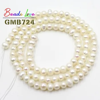 3.5-4mm Naturlige Oval Form, Hvid ferskvandsperle Runde Løse Perler til Smykker at Gøre DIY Armbånd Halskæde Smykker 15 Tommer