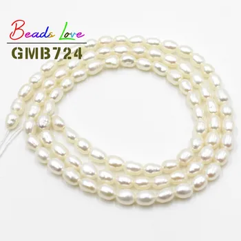 3.5-4mm Naturlige Oval Form, Hvid ferskvandsperle Runde Løse Perler til Smykker at Gøre DIY Armbånd Halskæde Smykker 15 Tommer