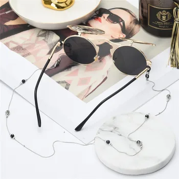 Imixlot Kreative Simple Mode Briller Kæde Sorte Perler, Kæde-Anti-slip-Brillerne på Ledningen Indehaveren halsrem til Læsning Briller