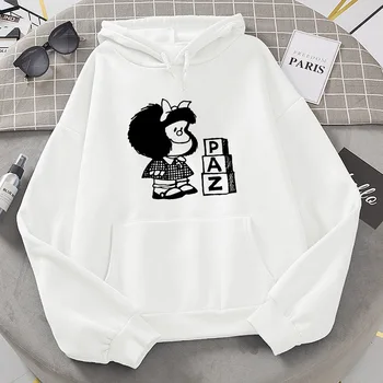 Kvindelige Hoodie Tegnefilm Kawaii PAZ Mafalda Eller QUIERO Cafe Print Kvinder Tøj Pullover Harajuku Sweatshirt Toppe, Hættetrøjer Sweatshirt