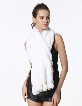 IANLAN Mode Stribede Lange Tørklæder til Kvinder Vinteren Afslappet Sjal Tørklæde Damer Real Rex kaninpels Wraps Stoles IL00039