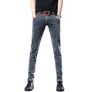 Mænd ' s skinny Jeans straight denim bukser til herre Høj Talje slim fit jean pantalones grå Casual tøj