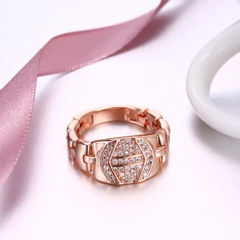 INALIS Luksuriøse Ringe Til Kvinder Og Mænd 5A Klare Cubic Zirconia Unisex Rose Guld Belagt Ring Bryllup Mode Smykker Engros