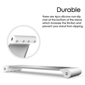 Besegad Aluminium Legering 4 USB-Porte, en bordholder Space Bar værdiboks til Bærbar Computer, Skærm Dock Stå Riser for iMac, MacBook EU ' OS Stik