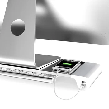Besegad Aluminium Legering 4 USB-Porte, en bordholder Space Bar værdiboks til Bærbar Computer, Skærm Dock Stå Riser for iMac, MacBook EU ' OS Stik