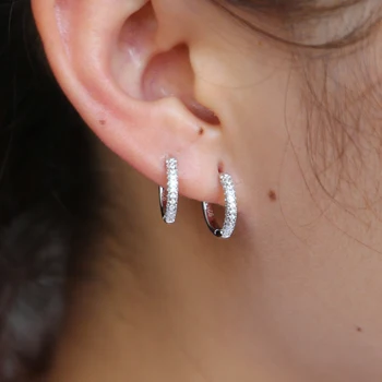 CZ lille hoop øreringe til kvinder, kvindelige smykker i høj kvalitet 925 sterling sølv Banet Cubic zirconia mini hoops 3 farve