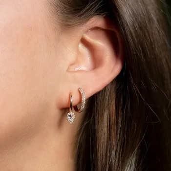 CZ lille hoop øreringe til kvinder, kvindelige smykker i høj kvalitet 925 sterling sølv Banet Cubic zirconia mini hoops 3 farve