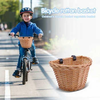 Multi-funktionel Børn cykelkurv Praktiske Praktisk Vidjer Vævet Transportøren Cykling Foran Tasker Cykeltasker Opbevaring