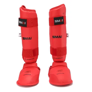 Nye SMAI karate Ben beskyttere fod protector WKF karate god kvalitet protector særlige skaft /skinnebens beskyttere Italien