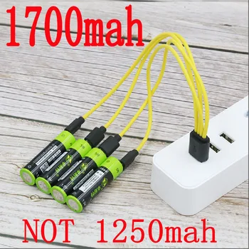 ZNTER 2550mwh 1,5 V USB-AA-1700mAh li-polymer li-po usb-genopladelige lithium-li-ion-batteri, usb-2 timer hurtig opladning