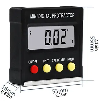1 stk Sort Mini Digital Vinkelmåler Elektronisk Hældningsmåler vinkelmåler 360 Tilt Vinkel Vertikale Magnetiske Traktorer