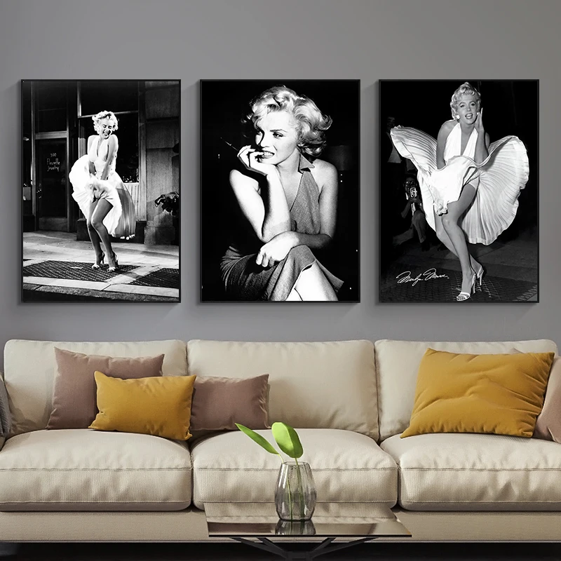 Marilyn Monroe Sort Hvid Vintage Lærred Maleri Plakater og Prints Kunst Billeder til stuen Home Decor På tilbud! \ Home Decor / www.phyto.dk