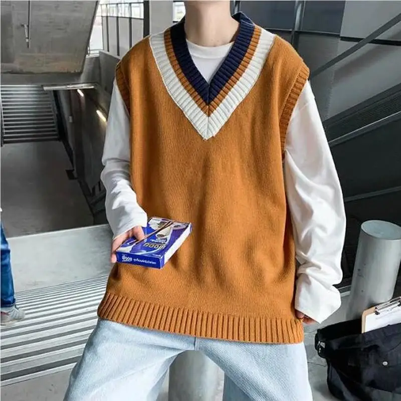Mænd Sweater Med V-Hals Udskrive Enkle Design Hanner Fritid Smarte Studerende Street Outwear Koreansk Stil Strikket Mode På tilbud! \ Trøjer / www.phyto.dk