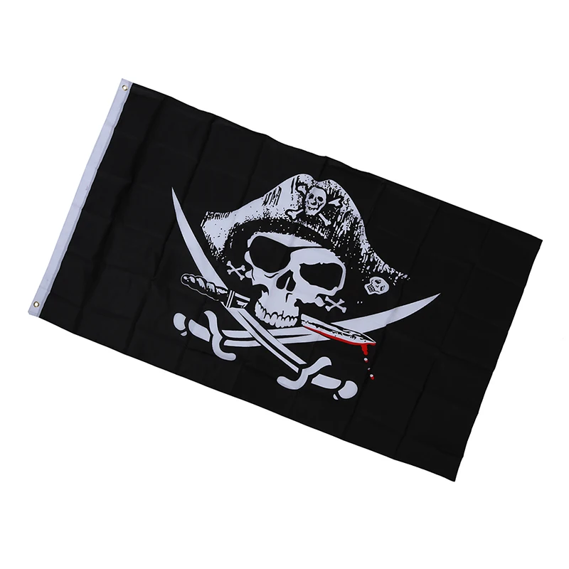 Pirat flag Caribbean skull hoved skalle skelet pirat sabel Jolly roger 150 90cm På tilbud! \ Home Decor www.phyto.dk